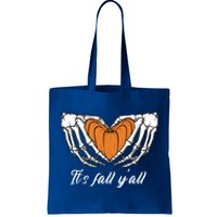 Its Fall Yall Skeleton Hand Pumpkin Heart Halloween Gift Tote Bag