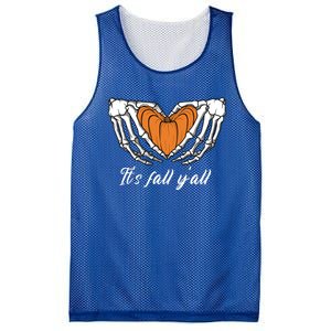 Its Fall Yall Skeleton Hand Pumpkin Heart Halloween Gift Mesh Reversible Basketball Jersey Tank