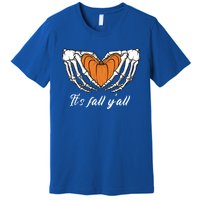 Its Fall Yall Skeleton Hand Pumpkin Heart Halloween Gift Premium T-Shirt