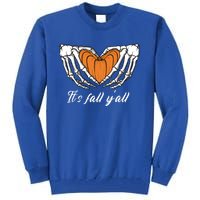 Its Fall Yall Skeleton Hand Pumpkin Heart Halloween Gift Tall Sweatshirt