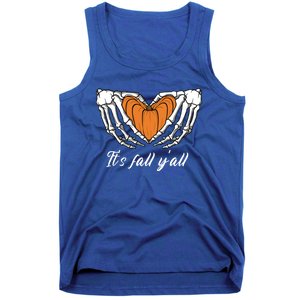 Its Fall Yall Skeleton Hand Pumpkin Heart Halloween Gift Tank Top