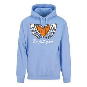 Its Fall Yall Skeleton Hand Pumpkin Heart Halloween Gift Unisex Surf Hoodie