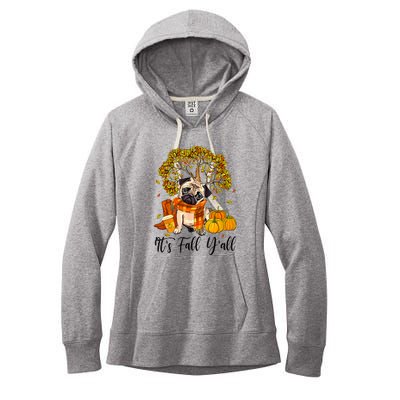 It's Fall Y'all Pug Dog Pumpkin Autumn Thanksgiving Women's Fleece Hoodie