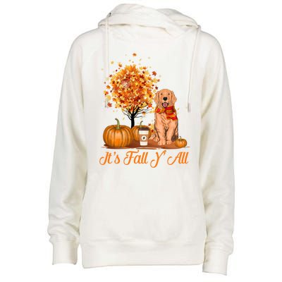 It's Fall Y'all Golden Retriever Dog Halloween Thanksgiving Cool Gift Womens Funnel Neck Pullover Hood