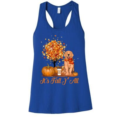 It's Fall Y'all Golden Retriever Dog Halloween Thanksgiving Cool Gift Women's Racerback Tank