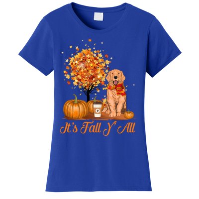 It's Fall Y'all Golden Retriever Dog Halloween Thanksgiving Cool Gift Women's T-Shirt