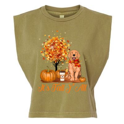 It's Fall Y'all Golden Retriever Dog Halloween Thanksgiving Cool Gift Garment-Dyed Women's Muscle Tee