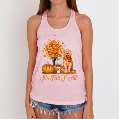 It's Fall Y'all Golden Retriever Dog Halloween Thanksgiving Cool Gift Women's Knotted Racerback Tank