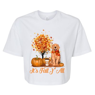 It's Fall Y'all Golden Retriever Dog Halloween Thanksgiving Cool Gift Bella+Canvas Jersey Crop Tee