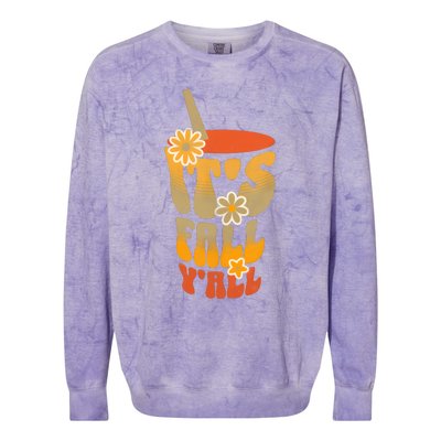 It’s Fall Y’all Retro Groovy Women Girl Colorblast Crewneck Sweatshirt