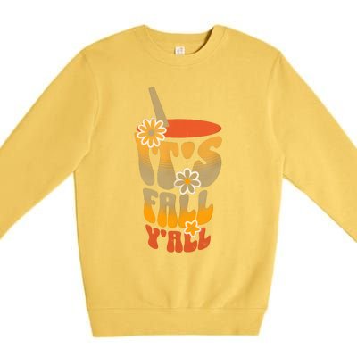 It’s Fall Y’all Retro Groovy Women Girl Premium Crewneck Sweatshirt