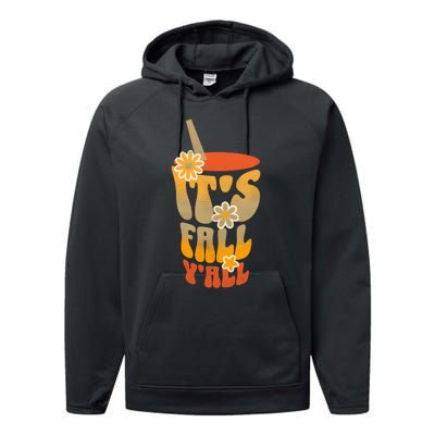 It’s Fall Y’all Retro Groovy Women Girl Performance Fleece Hoodie