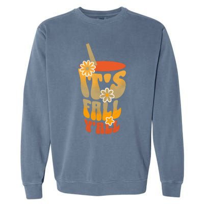 It’s Fall Y’all Retro Groovy Women Girl Garment-Dyed Sweatshirt