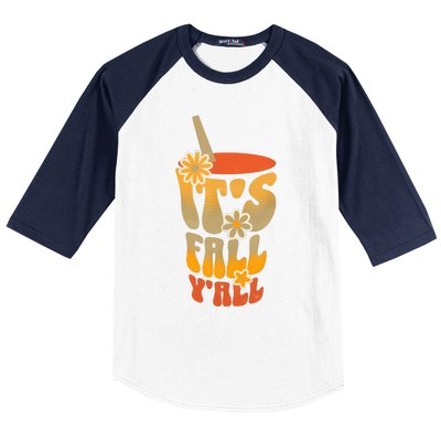 It’s Fall Y’all Retro Groovy Women Girl Baseball Sleeve Shirt