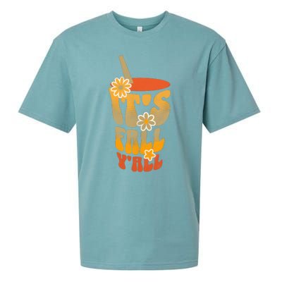 It’s Fall Y’all Retro Groovy Women Girl Sueded Cloud Jersey T-Shirt