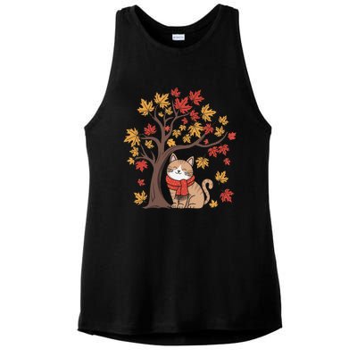 ItS Fall YAll Cat Leaf Fall Tree Happy Autumn Thanksgiving Ladies PosiCharge Tri-Blend Wicking Tank