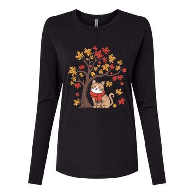 ItS Fall YAll Cat Leaf Fall Tree Happy Autumn Thanksgiving Womens Cotton Relaxed Long Sleeve T-Shirt