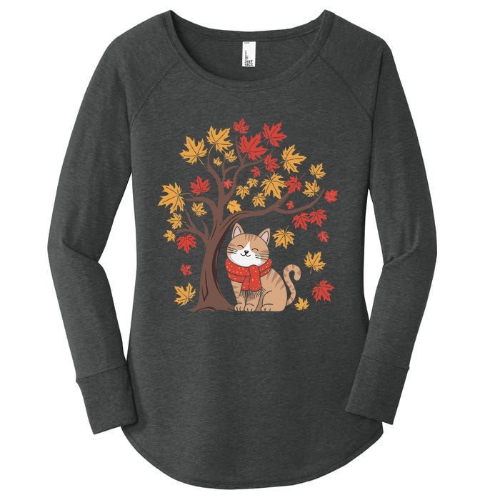 ItS Fall YAll Cat Leaf Fall Tree Happy Autumn Thanksgiving Women's Perfect Tri Tunic Long Sleeve Shirt