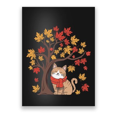 ItS Fall YAll Cat Leaf Fall Tree Happy Autumn Thanksgiving Poster
