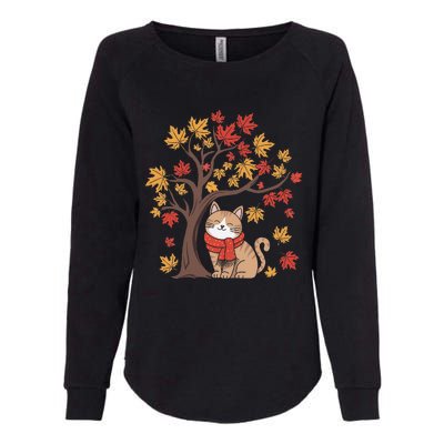 ItS Fall YAll Cat Leaf Fall Tree Happy Autumn Thanksgiving Womens California Wash Sweatshirt