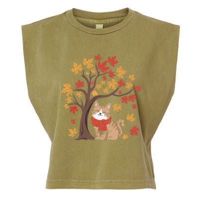 ItS Fall YAll Cat Leaf Fall Tree Happy Autumn Thanksgiving Garment-Dyed Women's Muscle Tee