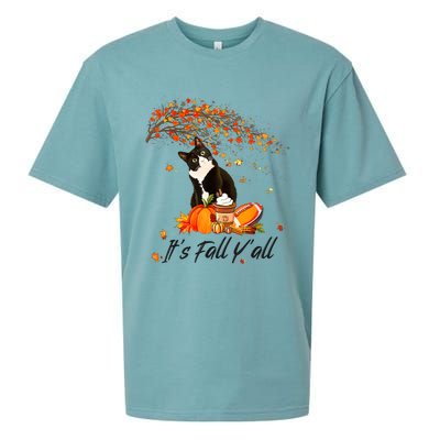 ItS Fall YAll Cute Black Cat Lovers Thanksgiving Halloween Sueded Cloud Jersey T-Shirt