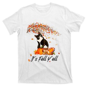 ItS Fall YAll Cute Black Cat Lovers Thanksgiving Halloween T-Shirt