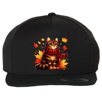 ItS Fall YAll Cat Leaf Fall Tree Hello Autumn Thanksgiving Wool Snapback Cap
