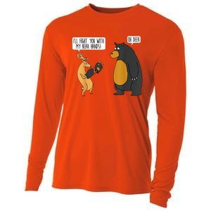 I'll Fight You With My Bear Hands Oh Deer Tee Funny Meme Cooling Performance Long Sleeve Crew