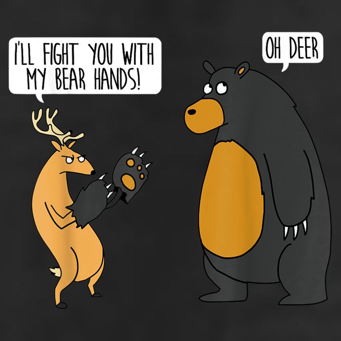 I'll Fight You With My Bear Hands Oh Deer Tee Funny Meme 7 Panel Mesh Trucker Snapback Hat