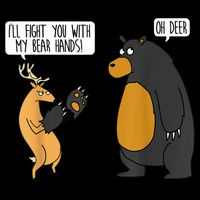 I'll Fight You With My Bear Hands Oh Deer Tee Funny Meme Cooling Performance Crew T-Shirt