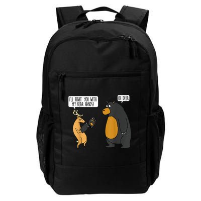 I'll Fight You With My Bear Hands Oh Deer Tee Funny Meme Backpack