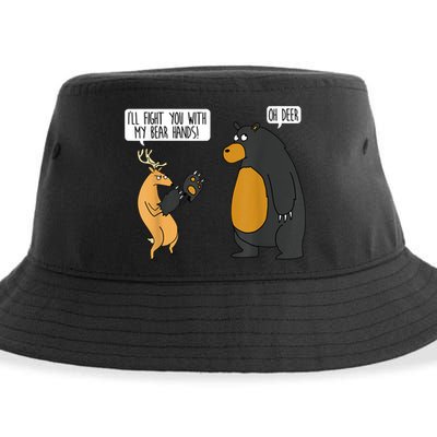 I'll Fight You With My Bear Hands Oh Deer Tee Funny Meme Sustainable Bucket Hat