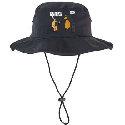 I'll Fight You With My Bear Hands Oh Deer Tee Funny Meme Bucket Hat