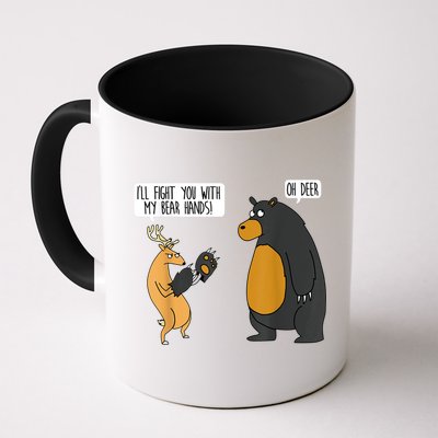 I'll Fight You With My Bear Hands Oh Deer Tee Funny Meme Mug