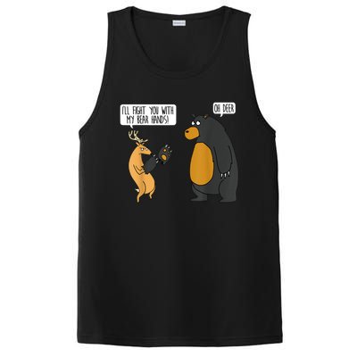 I'll Fight You With My Bear Hands Oh Deer Tee Funny Meme PosiCharge Competitor Tank