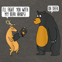 I'll Fight You With My Bear Hands Oh Deer Tee Funny Meme Cotton Canvas Backpack