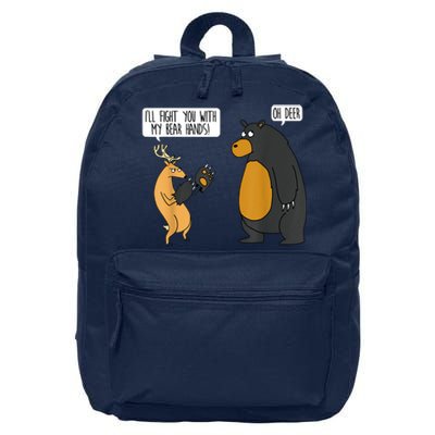 I'll Fight You With My Bear Hands Oh Deer Tee Funny Meme 16 in Basic Backpack