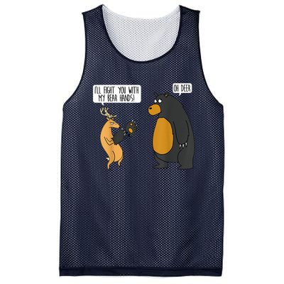 I'll Fight You With My Bear Hands Oh Deer Tee Funny Meme Mesh Reversible Basketball Jersey Tank