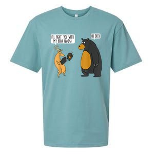 I'll Fight You With My Bear Hands Oh Deer Tee Funny Meme Sueded Cloud Jersey T-Shirt