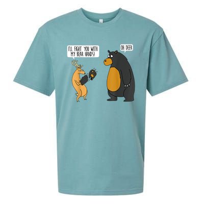 I'll Fight You With My Bear Hands Oh Deer Tee Funny Meme Sueded Cloud Jersey T-Shirt