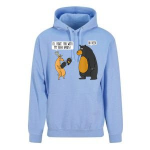 I'll Fight You With My Bear Hands Oh Deer Tee Funny Meme Unisex Surf Hoodie