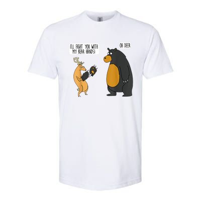 I'll Fight You With My Bear Hands Oh Deer Tee Funny Meme Softstyle® CVC T-Shirt