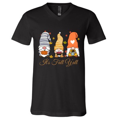 It's Fall Y'all Cute Gnomes V-Neck T-Shirt