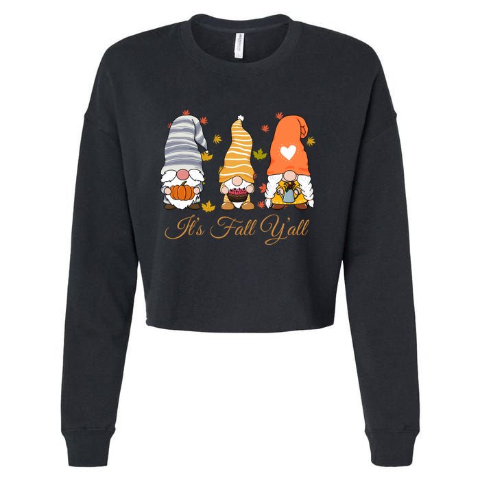 It's Fall Y'all Cute Gnomes Cropped Pullover Crew