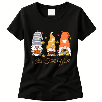 It's Fall Y'all Cute Gnomes Womens T-Shirt