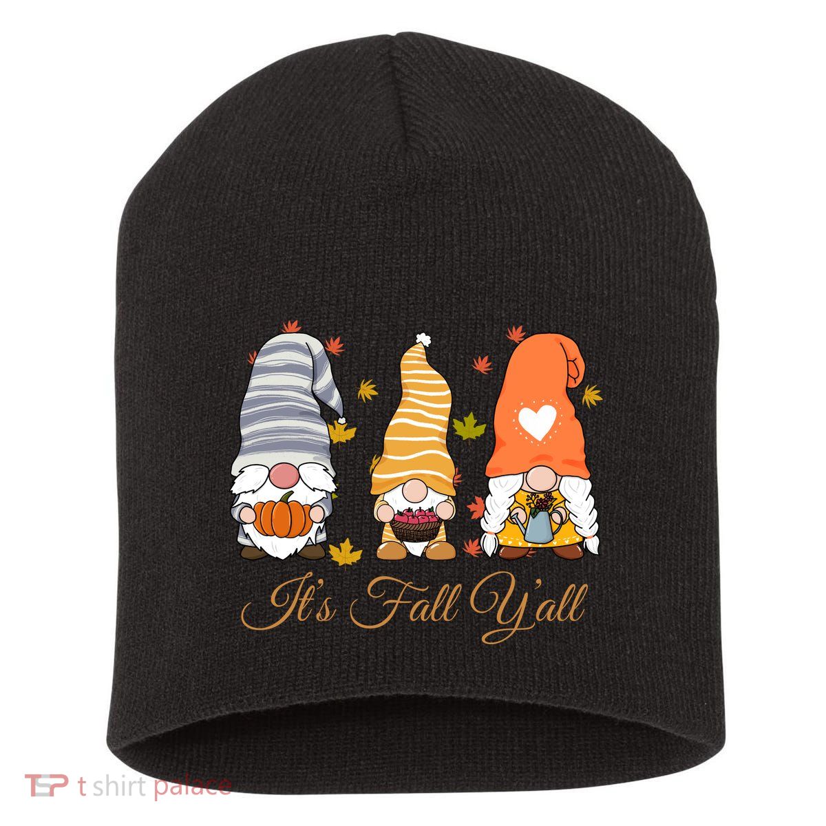 It's Fall Y'all Cute Gnomes Short Acrylic Beanie