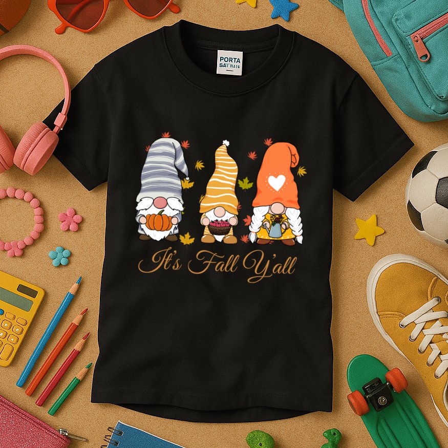 It's Fall Y'all Cute Gnomes Kids T-Shirt