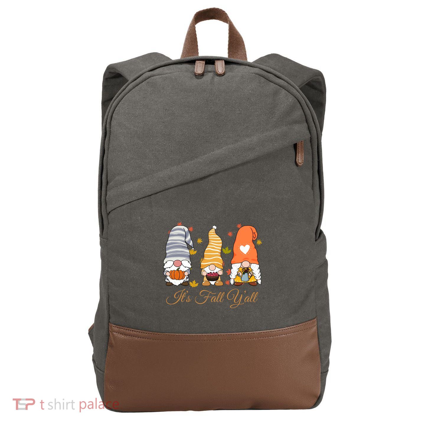 It's Fall Y'all Cute Gnomes Cotton Canvas Backpack