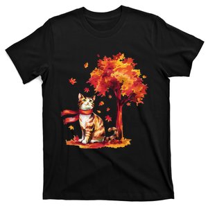 ItS Fall YAll Cat Leaf Fall Tree Hello Autumn Thanksgiving T-Shirt